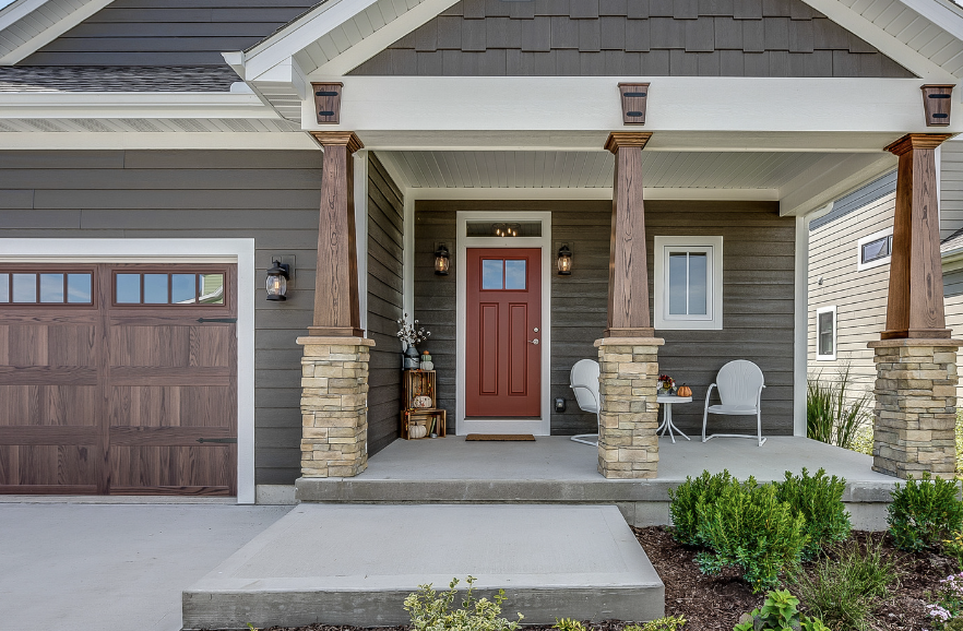 red-orange front door